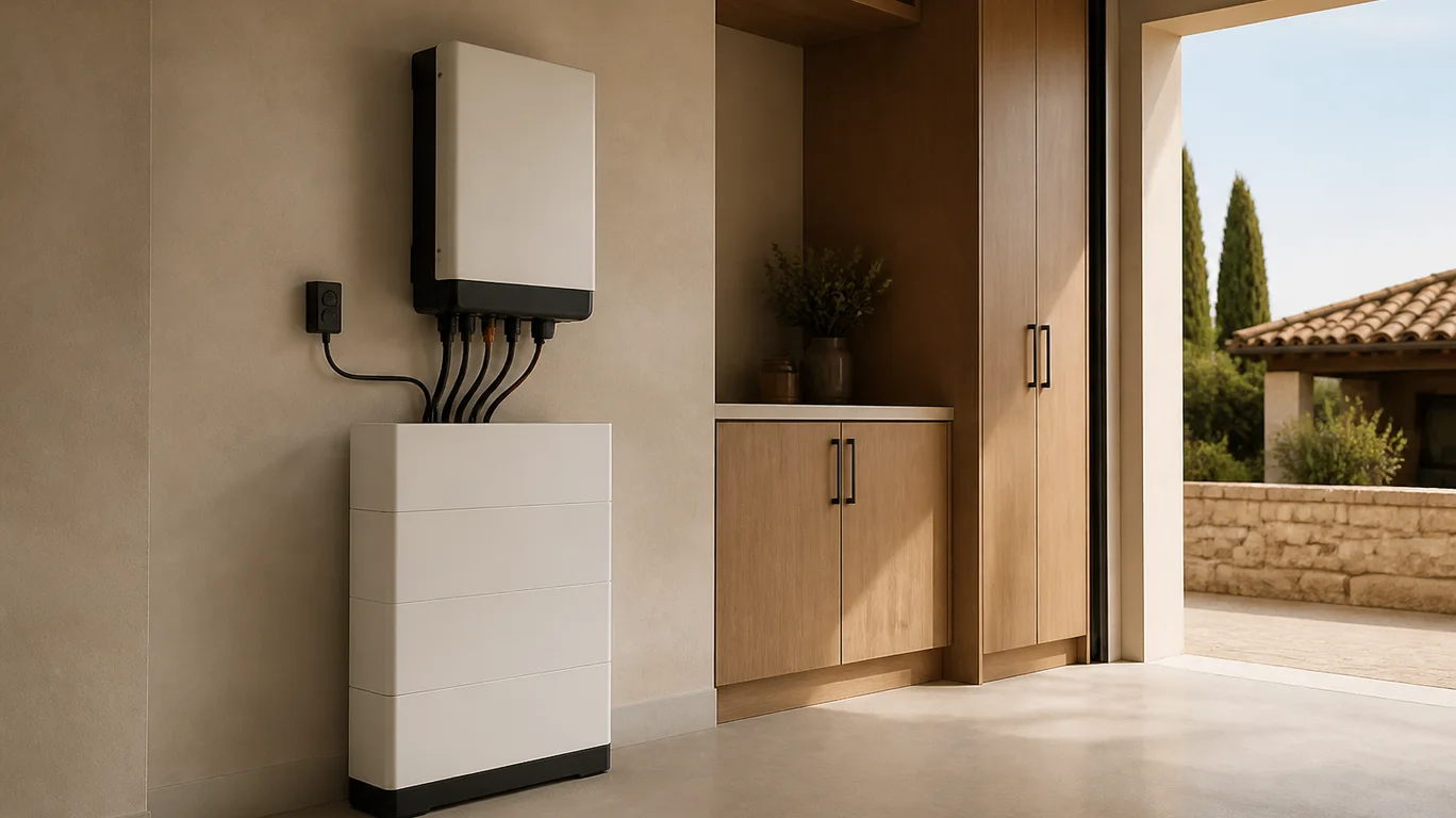Batterie domestique associée à un onduleur hybride dans une maison