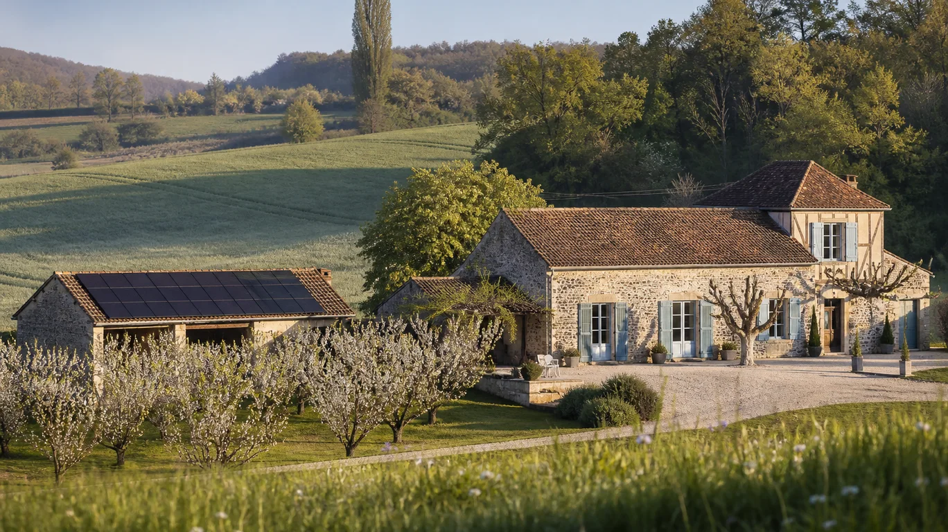 Ferme rénovée du Lot-et-Garonne avec panneaux photovoltaïques
