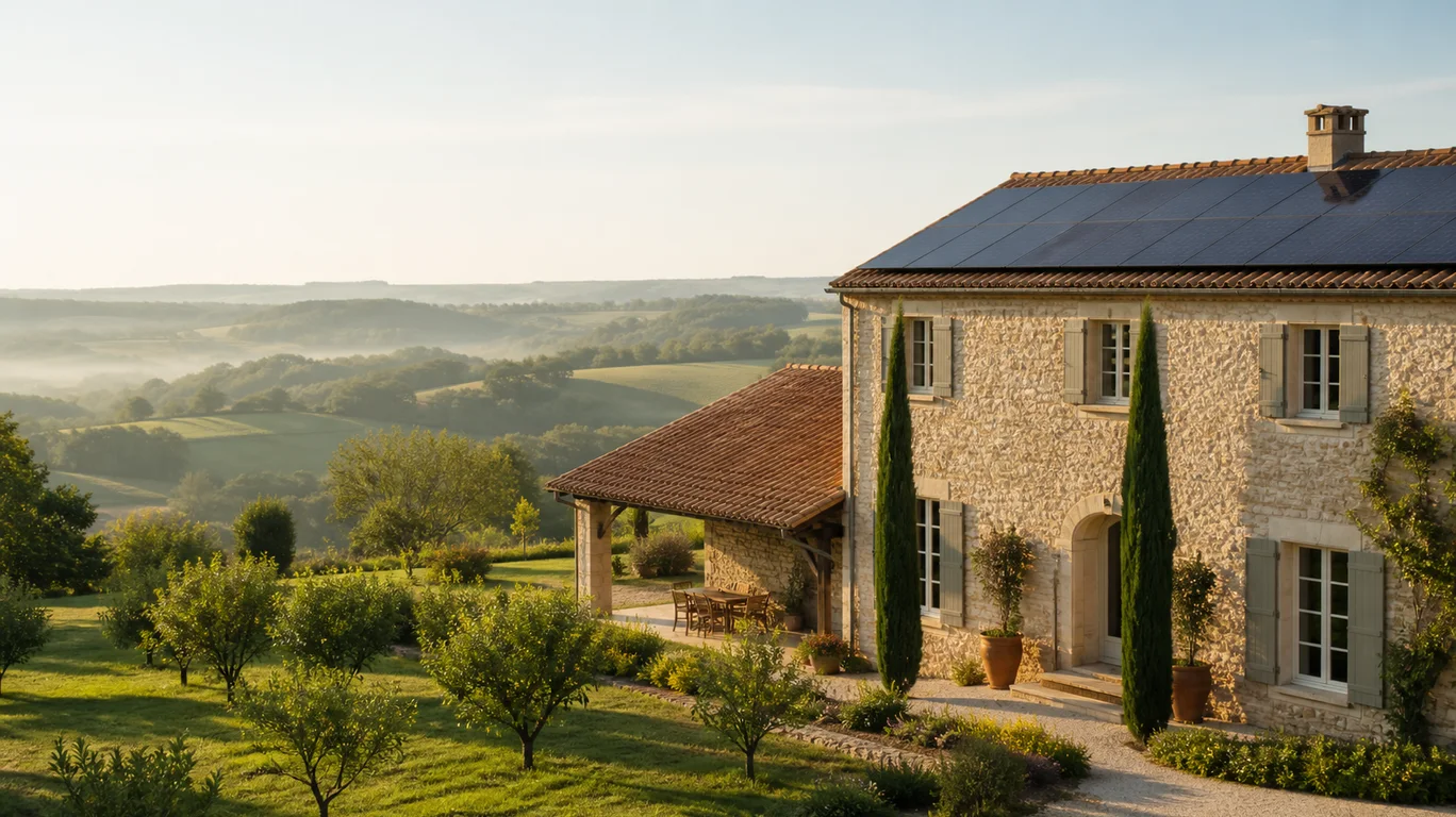 Maison en pierre près d’Agen équipée de panneaux photovoltaïques
