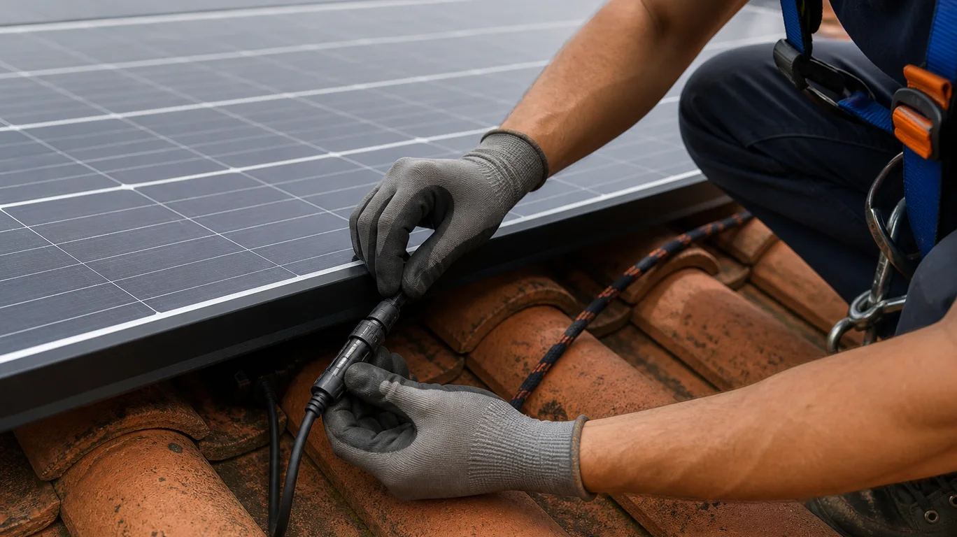 Contrôle professionnel des connecteurs d’un panneau solaire